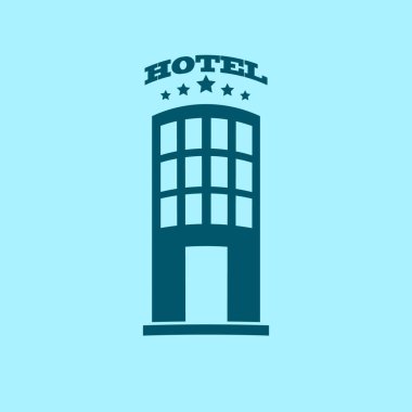 Hotel vector Icon mavi zemin üzerine