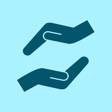 Eller simgesini mavi zemin üzerine koruma vektör