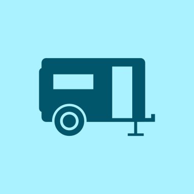 Rekreasyon araç simgesi mavi zemin üzerine