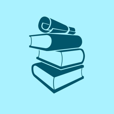 Kitap vektör simgesi mavi zemin üzerine