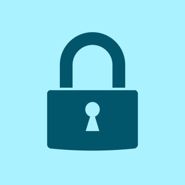 Kilit vektör simgesi mavi zemin üzerine
