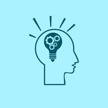 Ekibimizi ampul kavramının, fikir vektör simgesi mavi zemin üzerine