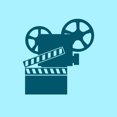 video kamera. vektör simgesi mavi zemin üzerine