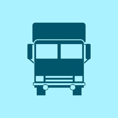 Vektör simgesi mavi zemin üzerine bir kamyonun