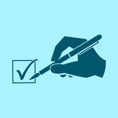 mavi arka plan el ve kene vektör simgesine