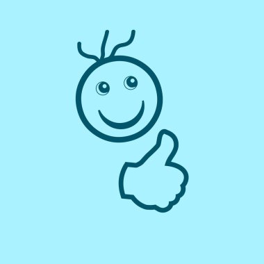 Gülen yüz vektör çizim mavi zemin üzerine