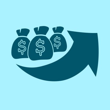 grafik vektör simgesi mavi arka plan üzerinde yetiştirilen paran