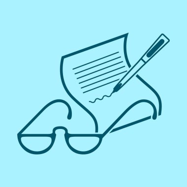 Vektör gözlük simgesi simgesi mavi zemin üzerine