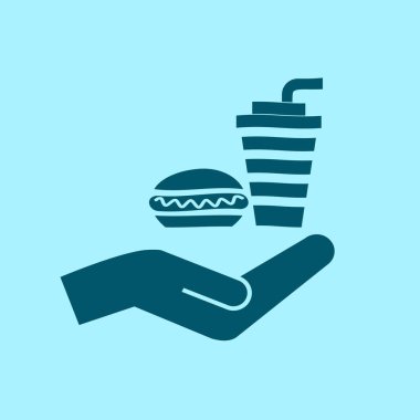 mavi arka plan hotdog ve içecek vektör simgesine