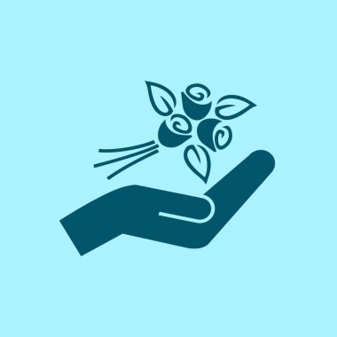 mavi arka plan gül vektör simgesine