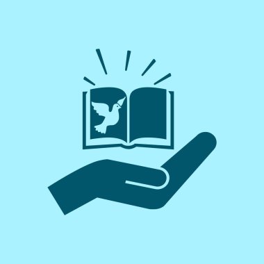 İncil kitap vektör simgesi mavi zemin üzerine