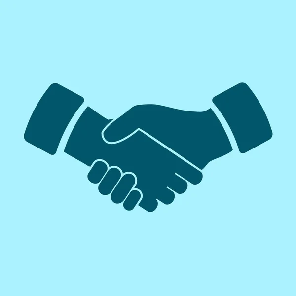 Handshake Vektorsymbol Auf Blauem Hintergrund — Stockvektor