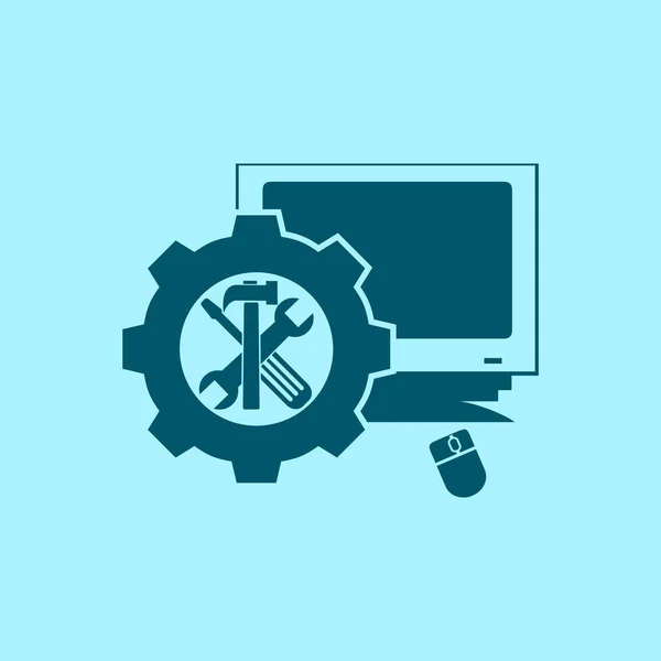 Computadora Reparación Vector Icono Sobre Fondo Azul — Archivo Imágenes Vectoriales