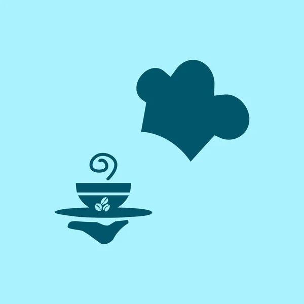 Egy Csésze Kávét Főz Vektor Ikon Kék Háttér — Stock Vector