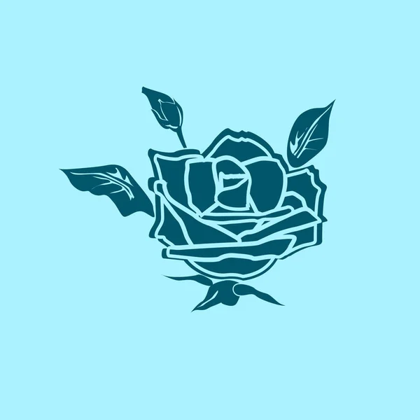 青い背景のバラ ベクトル アイコン — ストックベクタ