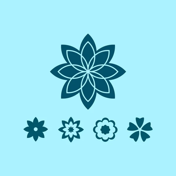 Blumen Vektor Symbole Auf Blauem Hintergrund — Stockvektor