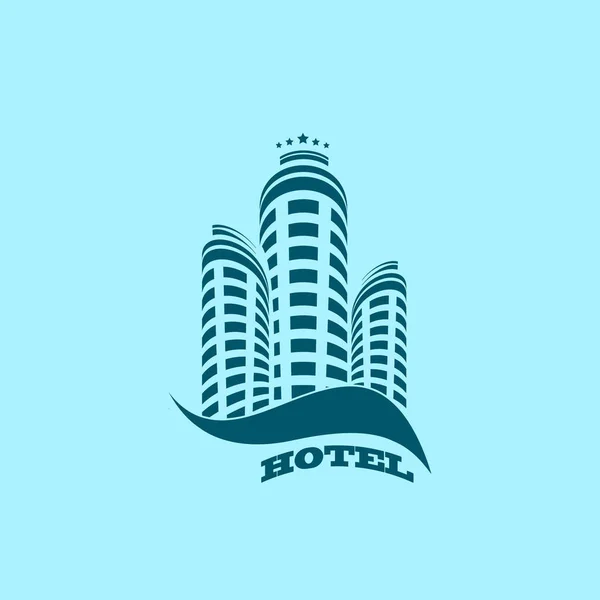 Ícone Vetor Hotel Fundo Azul — Vetor de Stock