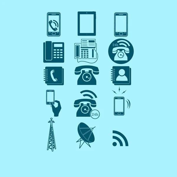 Phone Set Icons Vector Illustration Blue Background — Stock Vector