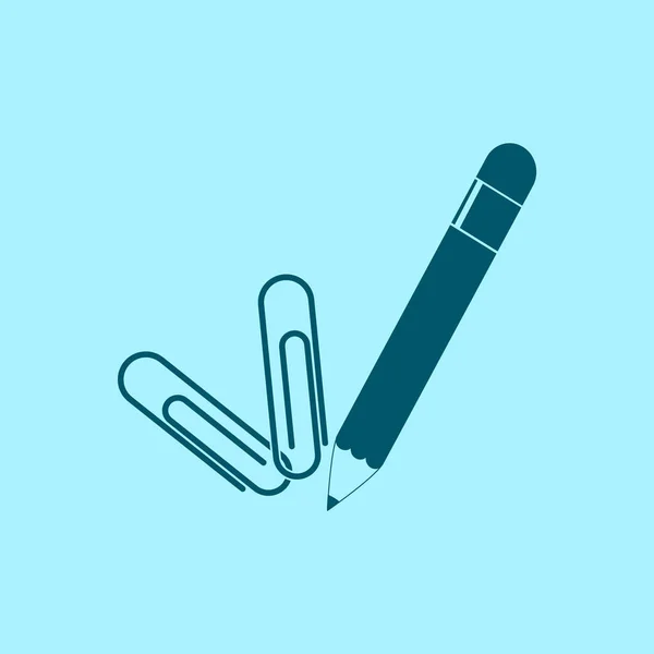 Pensil Staples Vector Icon Blue Background — Stock Vector