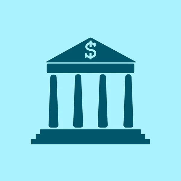 Vector Bank Building Icon Blue Background — Stock Vector