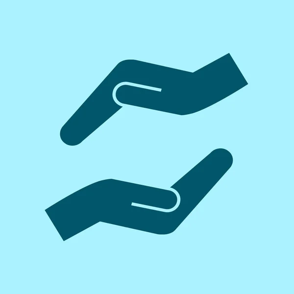 Vetor Proteção Mãos Ícone Fundo Azul — Vetor de Stock
