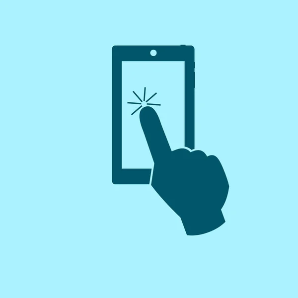 Icône Smartphone Écran Tactile Vectoriel Sur Fond Bleu — Image vectorielle