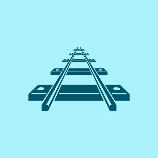 Ícone Vetor Ferroviário Fundo Azul — Vetor de Stock