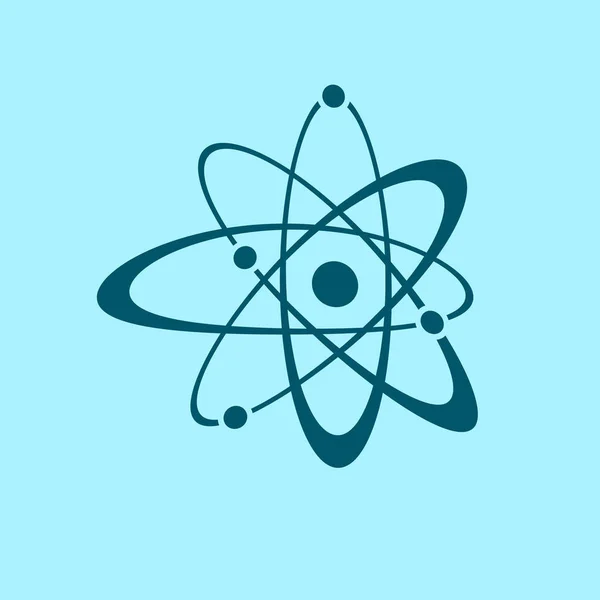 Atom Tecken Vektor Ikonen Blå Bakgrund — Stock vektor