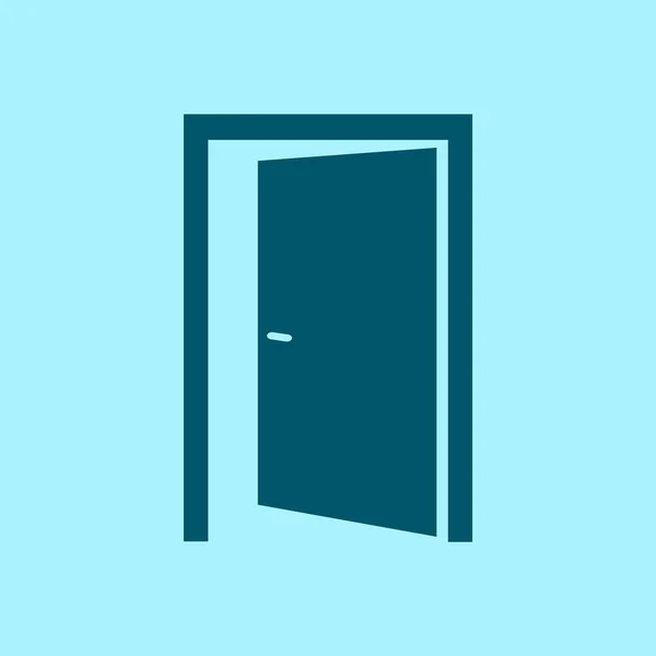 青の背景にドアを開けてベクトル アイコン — ストックベクタ