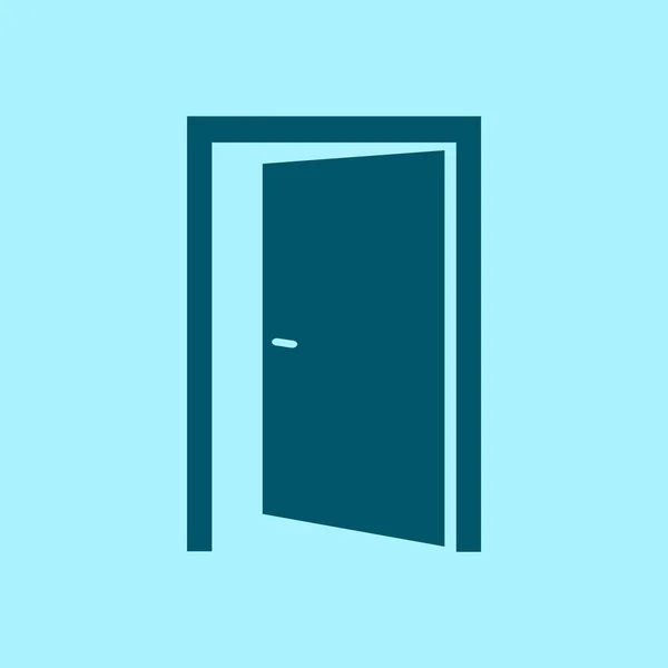 Icono Vector Puerta Abierta Sobre Fondo Azul — Vector de stock