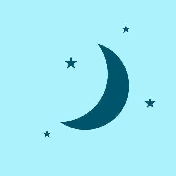 Moon Stars Vector Icon Blue Background — Stock Vector