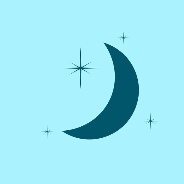 Moon Stars Vector Icon Blue Background — Stock Vector