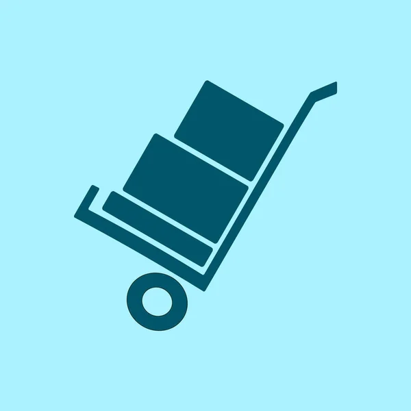 Icône Vectorielle Chariot Main Sur Fond Bleu — Image vectorielle