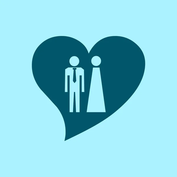 ハートのアイコンです 男と青の背景に女性のベクトル図 — ストックベクタ