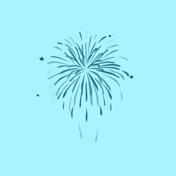 Icona Vettoriale Dei Fuochi Artificio Sfondo Blu — Vettoriale Stock