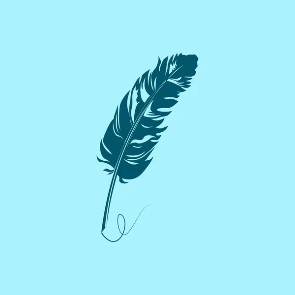 Feather Vector Pictogram Blauwe Achtergrond — Stockvector