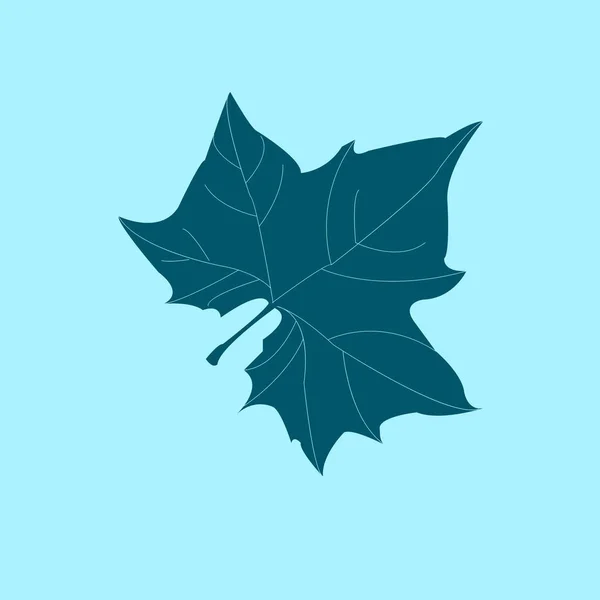 Maple Leaf Σιλουέτα Για Σχέδιό Σας Εικονογράφηση Διάνυσμα Μπλε Φόντο — Διανυσματικό Αρχείο