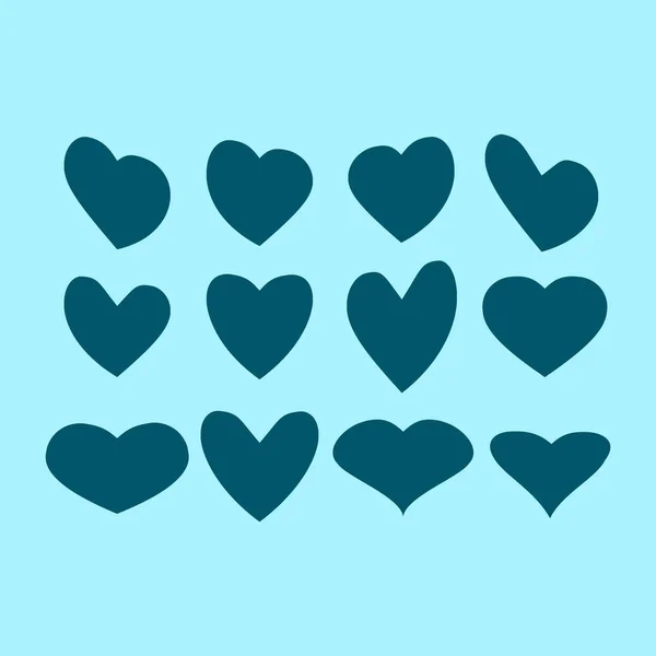 Hjärtan Ikonen Kärlek Tecken Vektor Blå Bakgrund — Stock vektor