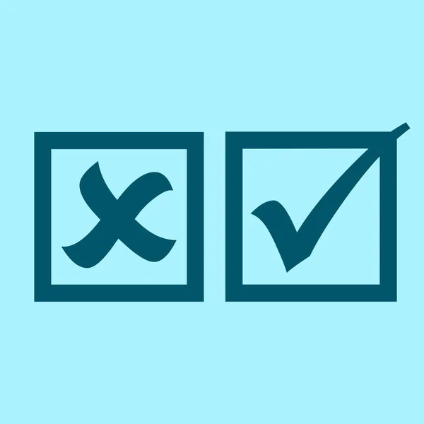 check mark, tick, yes, no, vote icon on blue background