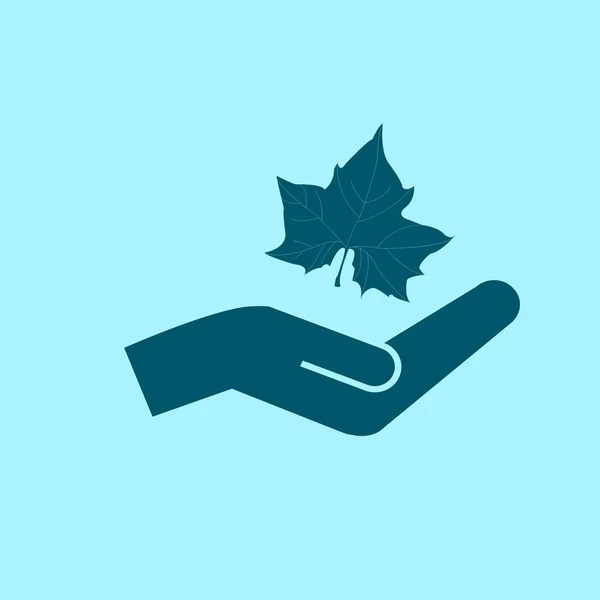 Maple Leaf Silhouet Hand Vectorillustratie Blauwe Achtergrond — Stockvector