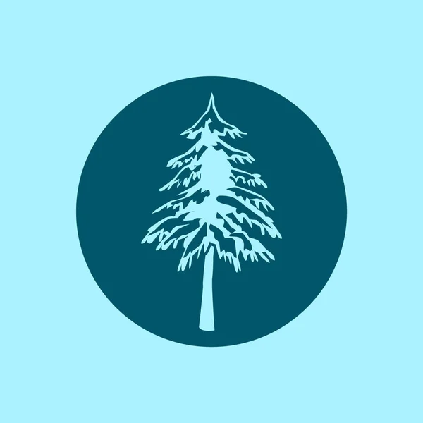Иконка Дерева Векторная Иллюстрация Ели Синем Фоне — стоковый вектор