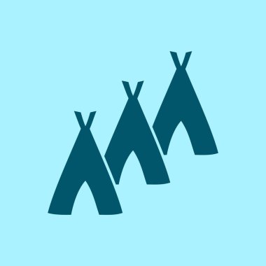 Hovels simgesi, kulübe illüstrasyon mavi arka plan üzerinde vektör