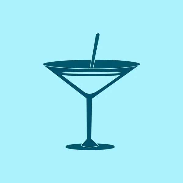 Cocktail Vector Icon Blue Background — Stock Vector