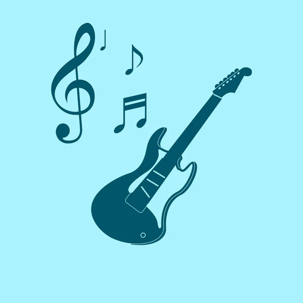 Icône Vectorielle Guitare Sur Fond Bleu — Image vectorielle