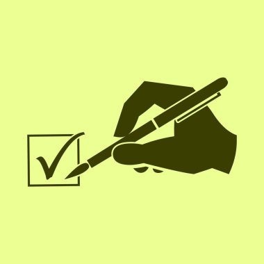 El ile kalem düz simgesi