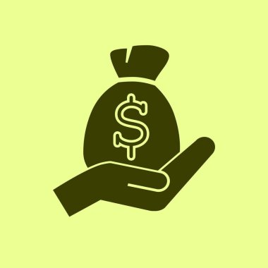 arka plan paran ve el vektör simgesine