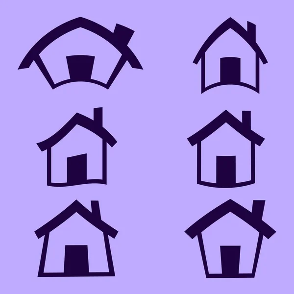 Hus ikoner, hem — Stock vektor