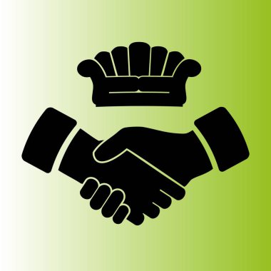 Kanepe ve el sıkışma vektör simgesi