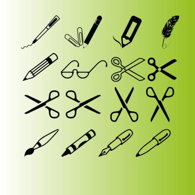 makas, kalem, pencils.vector simgesi