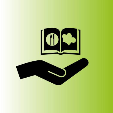 aşçı kitap ve el vektör simgesi